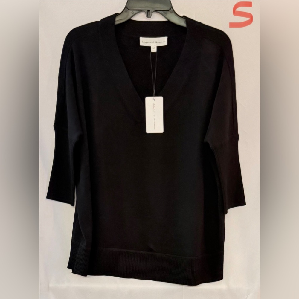 Chelsea & Theodore Black V-Neck Sweater